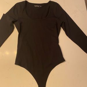 Abercrombie & Fitch Scoop Neck thong bodysuit black medium